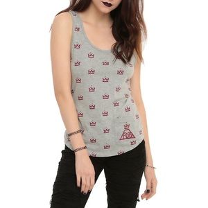 Fall out boy grey tank with red logos